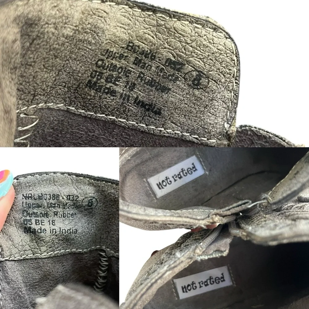 Not Rated Women’s 8 Gray Silver Weaved Faux Leather Side Zip Nosara Ankle Bootie - Picture 14 of 15